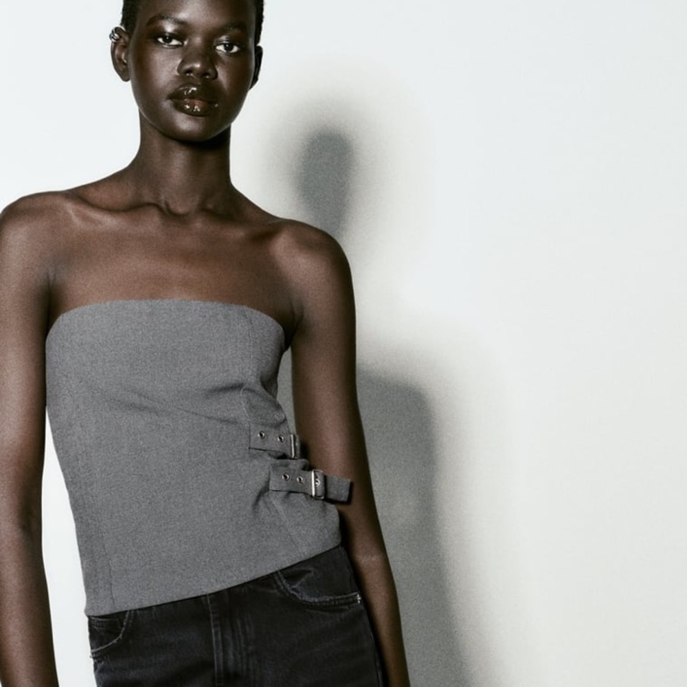 Zara …..strapless top with asymmetric hem